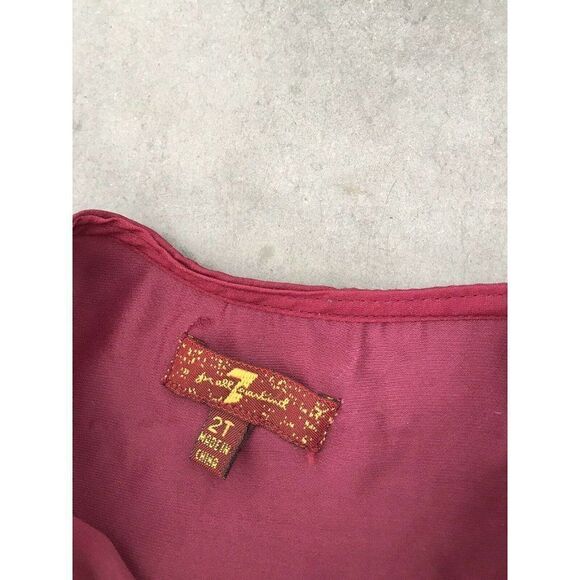 7 For All Mankind Seven Girls Kids Children’s Red Blouse Shirt Top 2T - Picture 9 of 11